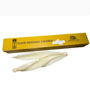 Vintage Hurd Beeswax Candles Freemark Abbey St Helena CA Twisted Ivory Set of 2